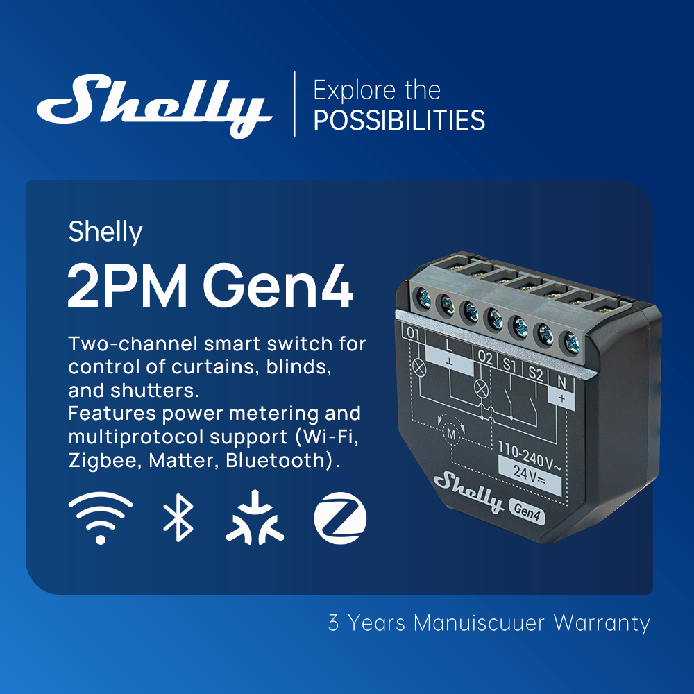 Shelly 2PM Gen4 Zigbee 2 Chann - مراجعة Shelly Relay Module وسعره