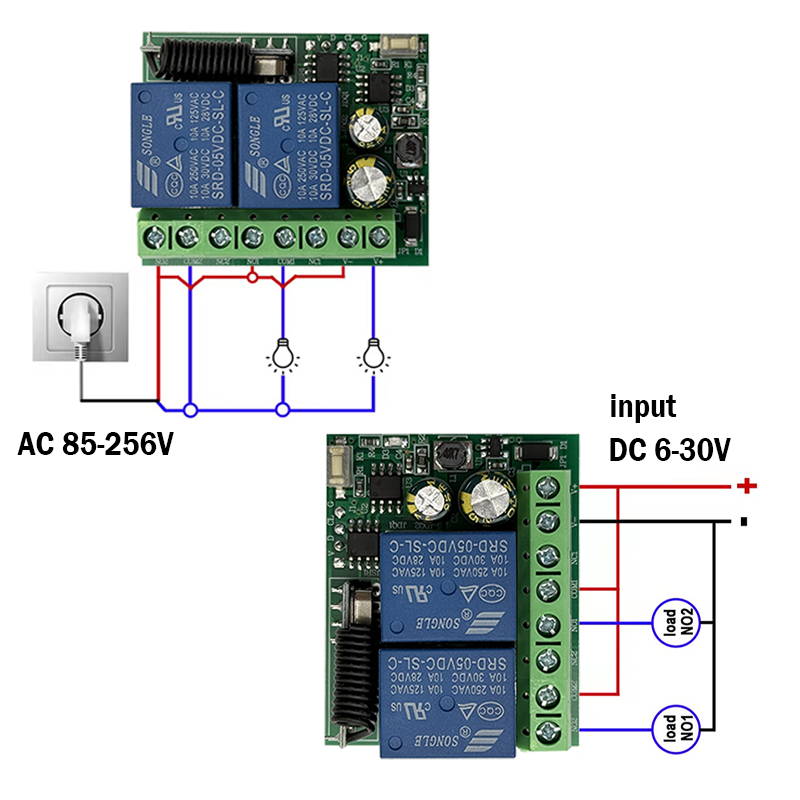 DC 9V 12V 24V AC 85-250V 2CH R - مراجعة 433Mhz Receiver Module وسعره
