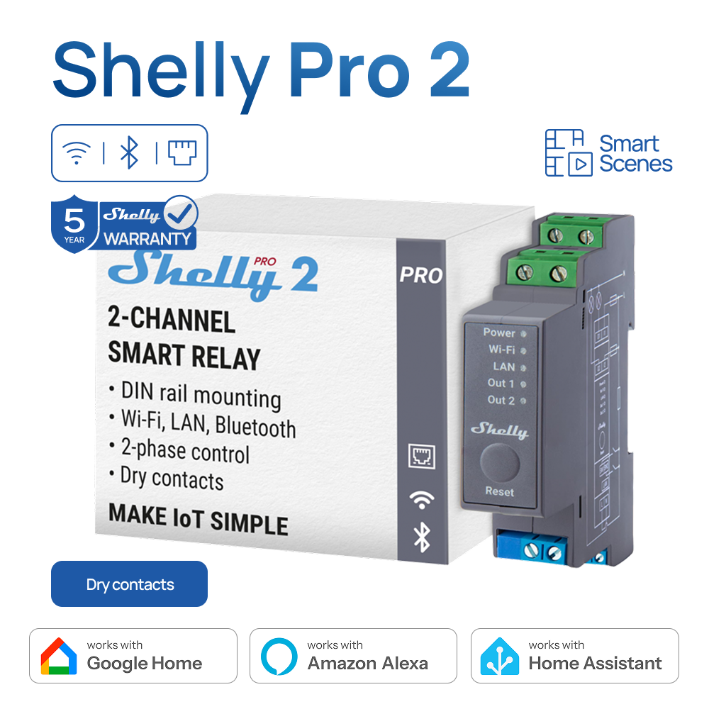 Shelly Pro 2 WiFi 2Channel Sma - مراجعة Shelly Relay Module وسعره