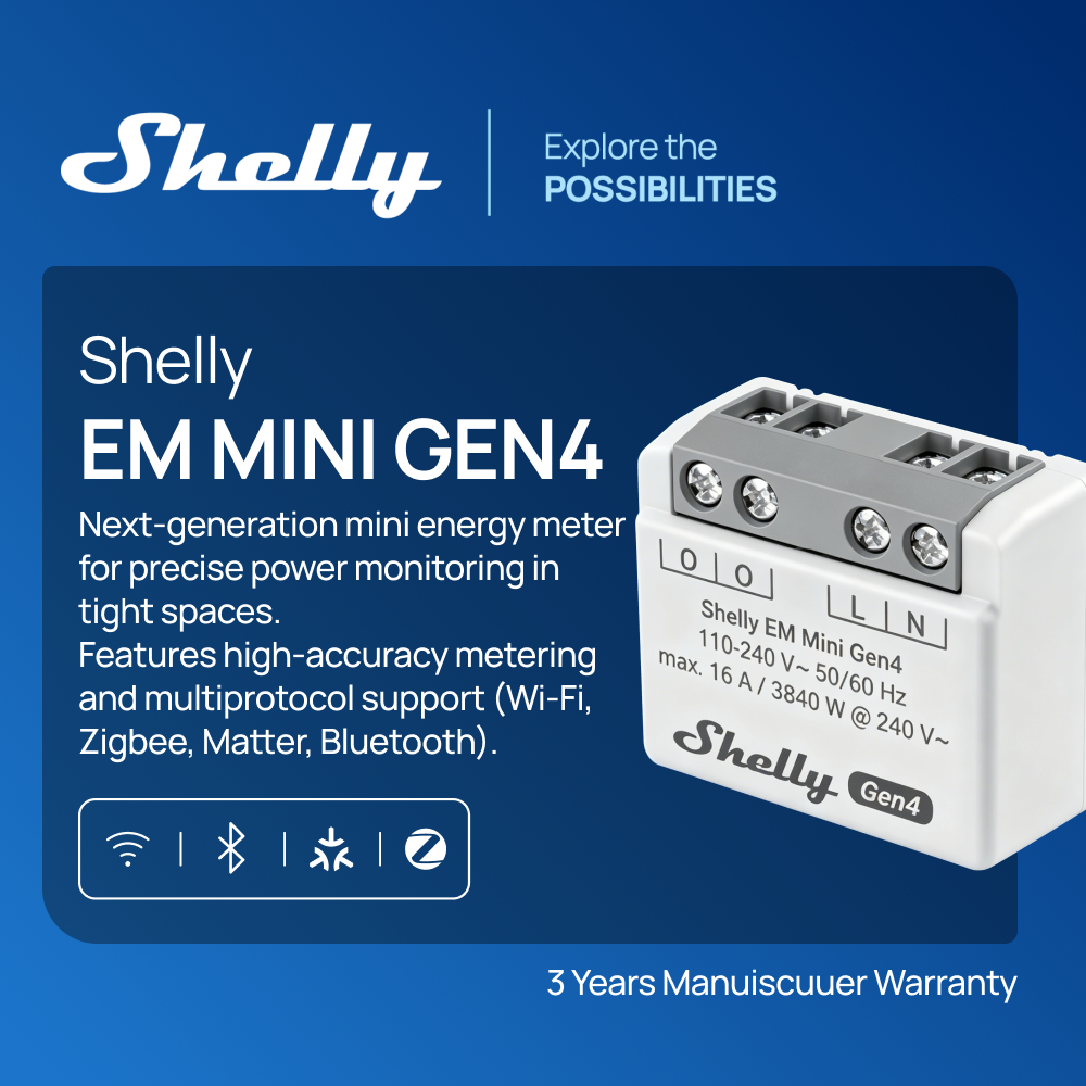 Shelly EM Mini Gen4 Matter Com - مراجعة Shelly Relay Module وسعره