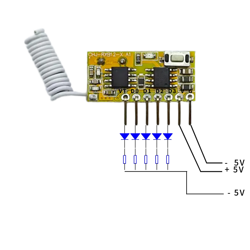 5V DC 4channel RF Receiver Tra - مراجعة 433Mhz Receiver Module وسعره